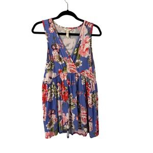 Matilda Jane Blue Floral V Neck Adventure Begins As a Rose Tunic Babydoll